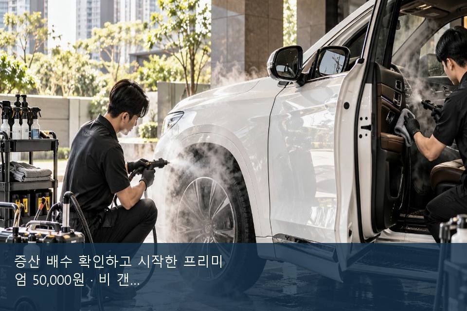 증산 배수 확인하고 시작한 프리미엄 50,000원 · 비 갠 뒤의 작업